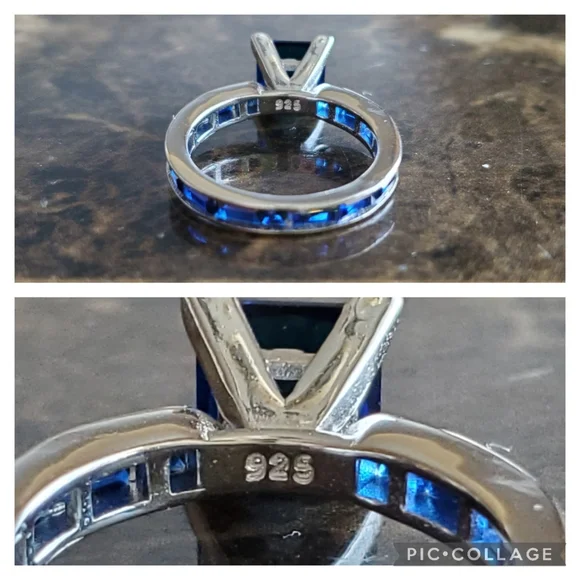 Genuine 4ct Blue Sapphire Ring Size 6 & 8 - Picture 6 of 8